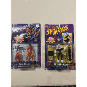 Vintage Toy Biz Spider-Man Lot - Spider-Woman & Black Cat SEALED - 1996 POTF